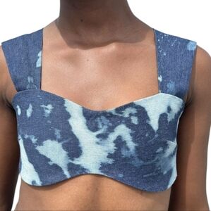 Orire The Bubi Blue Tie-Dye Denim Crop Top... Size 2